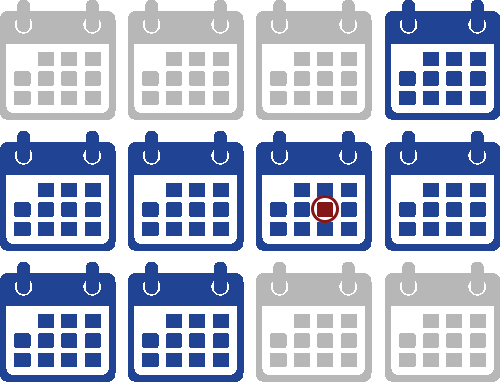 Year calendar with a specific day marked